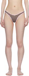 Frankies Bikinis Brown & Pink Full Moon Micro Bikini Bottom In Coco Dot