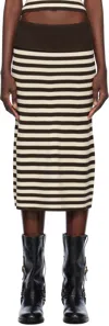 Frankies Bikinis Brown Bella Hadid Edition Tucker Knit Midi Skirt In Cowboy Stripe