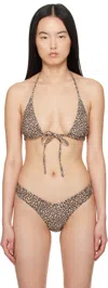 FRANKIES BIKINIS BROWN PARADISE MICRO HALTER BIKINI TOP
