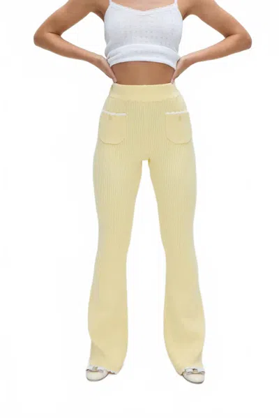Frankies Bikinis Camden Knit Pants In Vanilla Sugar In Yellow