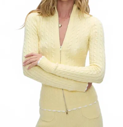 Frankies Bikinis Carter Cable Knit Sweater In Vanilla Sugar In Yellow