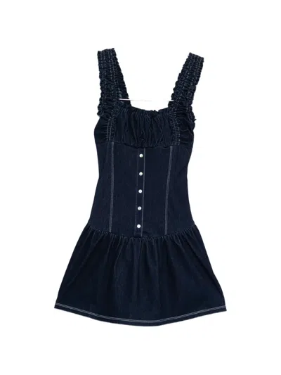 Frankies Bikinis Christa Buttoned Mini Dress In Blue