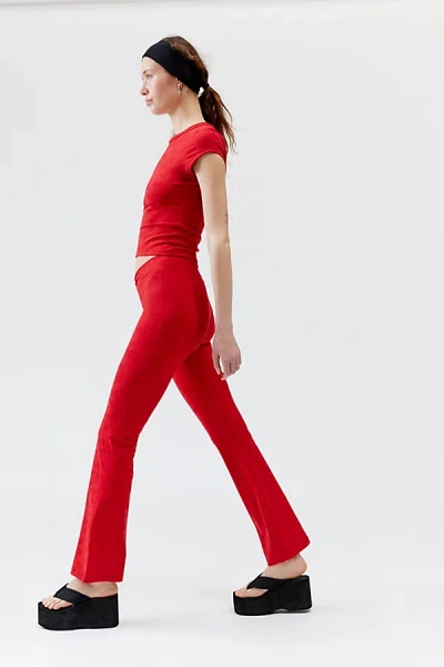 Frankies Bikinis Clementine Shine Jacquard Flare Legging Pant In Red, Women's At Urban Outfitters