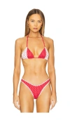 Frankies Bikinis Coastal Bikini Top In Red Polka Dot Print