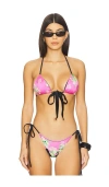 Frankies Bikinis Coastal Triangle Bikini Top In Pink