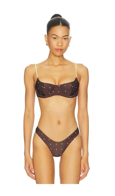 Frankies Bikinis Cola Satin Top In Brown