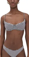 Frankies Bikinis Cola Seersucker Gingham Bikini Top Blackberry Gingham In Blackberry Gingham