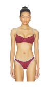 Frankies Bikinis Polka-dot-pattern Bikini Top In Red