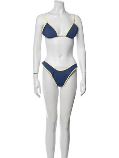 Pre-owned Frankies Bikinis Colorblock Pattern Bikini W/ Tags In Blue