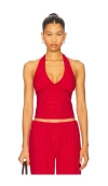 Frankies Bikinis Cora Eyelet Halter In Red