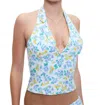 Frankies Bikinis Cottage Poplin Halter Top In Coastal Floral In Multi