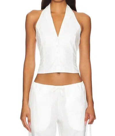 Frankies Bikinis Cottage Poplin Halter Top In White