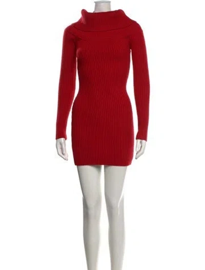 Pre-owned Frankies Bikinis Cowl Neck Mini Dress In Red