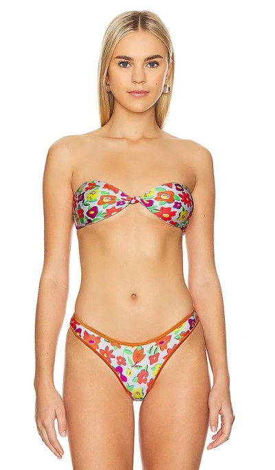 Frankies Bikinis Crescent Satin Top In French Flowers