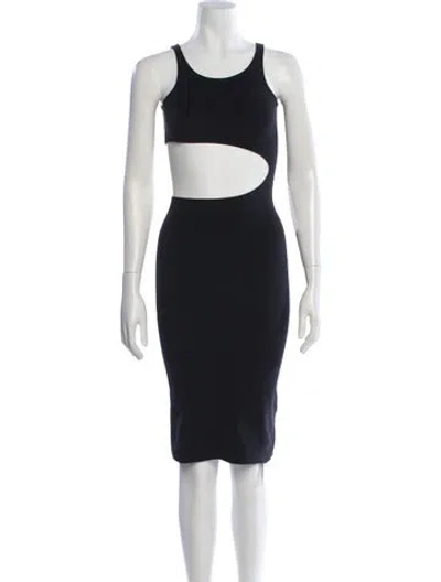Pre-owned Frankies Bikinis Crew Neck Knee-length Dress In Blue
