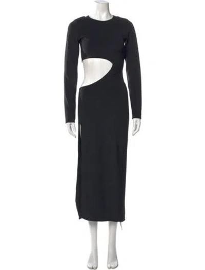 Pre-owned Frankies Bikinis Crew Neck Long Dress In Black