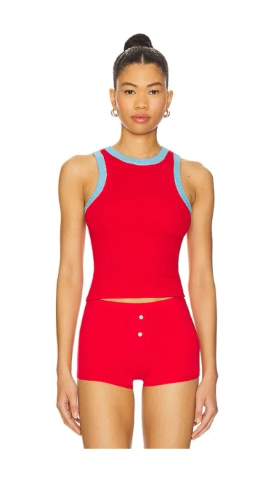 Frankies Bikinis Cuddle Ribbed Knit Tank In Red