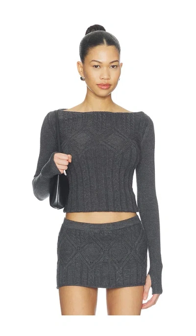 Frankies Bikinis Cyprus Cloud Knit Sweater In Gray