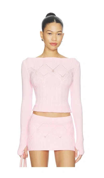 Frankies Bikinis Cyprus Cloud Knit Sweater In Pink