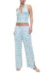 Frankies Bikinis Daisy Poplin Pant In Coastal Floral In Multi
