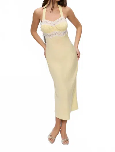 Frankies Bikinis Darcy Satin Midi Dress In Butter Yellow