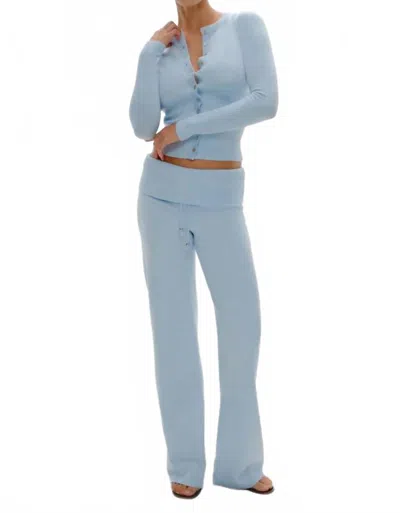 Frankies Bikinis Dawson Knit Fold Over Pants In Daydream In Blue