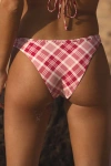 Frankies Bikinis Dove Red Plaid Bow High-cut Bikini Bottoms In Red