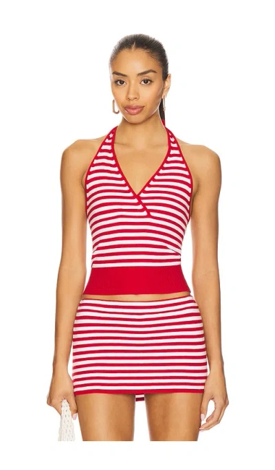 Frankies Bikinis Dylan Cloud Knit Halter Top In Red