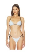 Frankies Bikinis Elena Seersucker Bikini Top In White