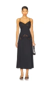 Frankies Bikinis Ethereal Satin Maxi Dress In Black