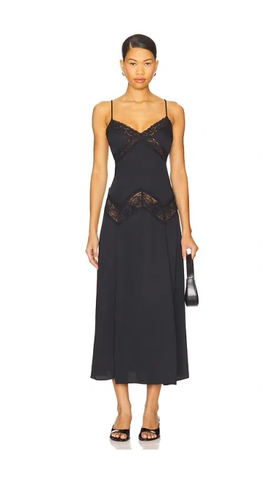Frankies Bikinis Ethereal Satin Maxi Dress In Black