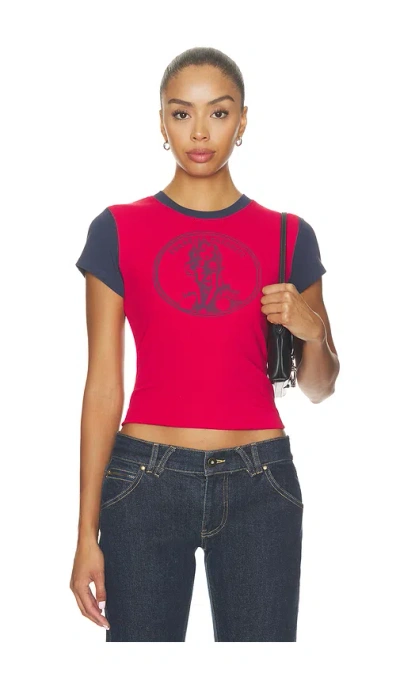 Frankies Bikinis Eva Cotton Ribbed Tee Shirt In Letterman