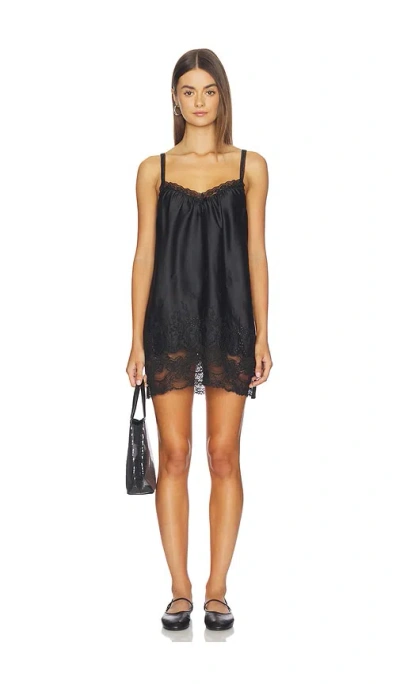 Frankies Bikinis First Crush Satin Mini Dress In Black