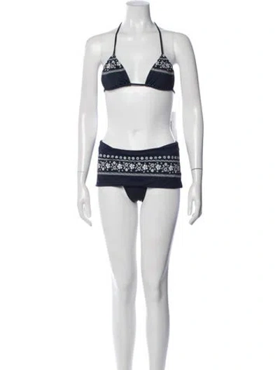 Pre-owned Frankies Bikinis Floral Print Bikini W/ Tags In Blue