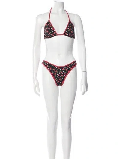 Pre-owned Frankies Bikinis Floral Print Bikini W/ Tags In White