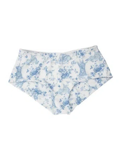 Pre-owned Frankies Bikinis Floral Print Bottoms In Blue