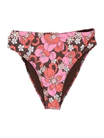 Pre-owned Frankies Bikinis Floral Print Bottoms In Brown