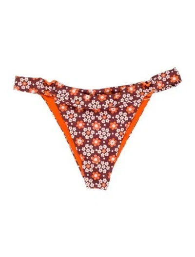 Pre-owned Frankies Bikinis Floral Print Bottoms In Orange