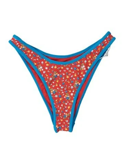 Pre-owned Frankies Bikinis Floral Print Bottoms In Orange