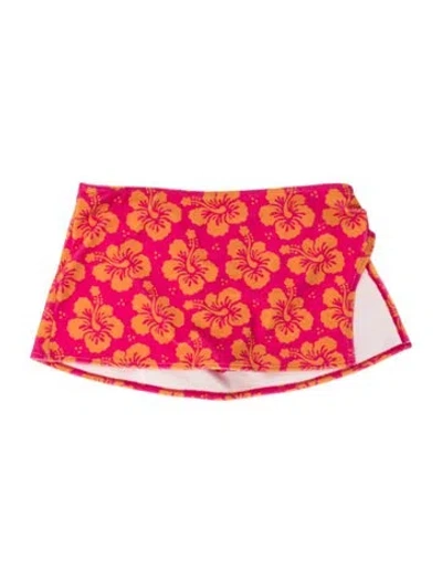 Pre-owned Frankies Bikinis Floral Print Bottoms In Orange