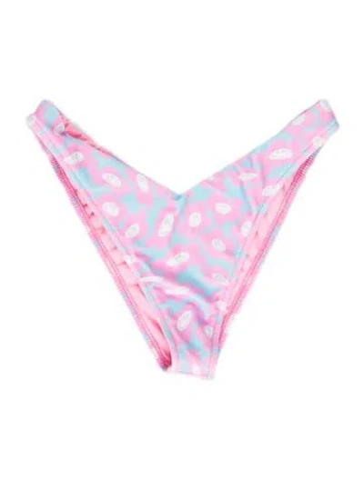 Pre-owned Frankies Bikinis Floral Print Bottoms In Pink