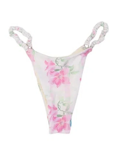 Pre-owned Frankies Bikinis Floral Print Bottoms In Pink