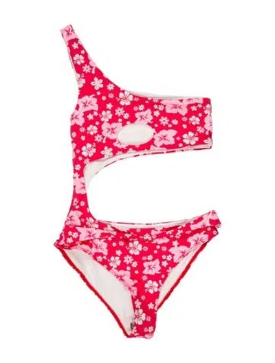 Pre-owned Frankies Bikinis Floral Print Bottoms In Red