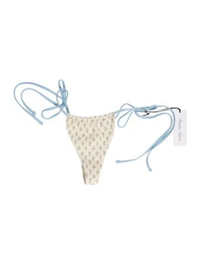 Pre-owned Frankies Bikinis Floral Print Bottoms W/ Tags In Blue
