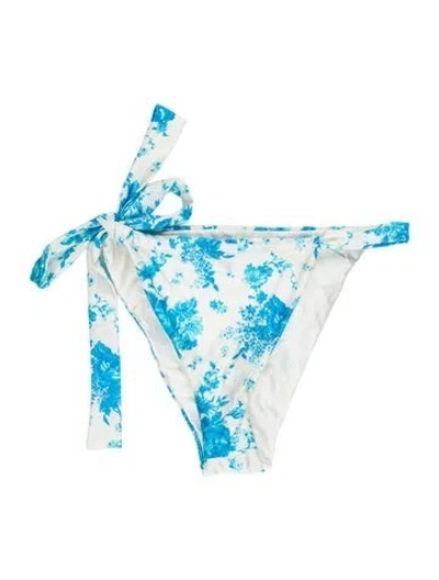 Pre-owned Frankies Bikinis Floral Print Bottoms W/ Tags In Blue