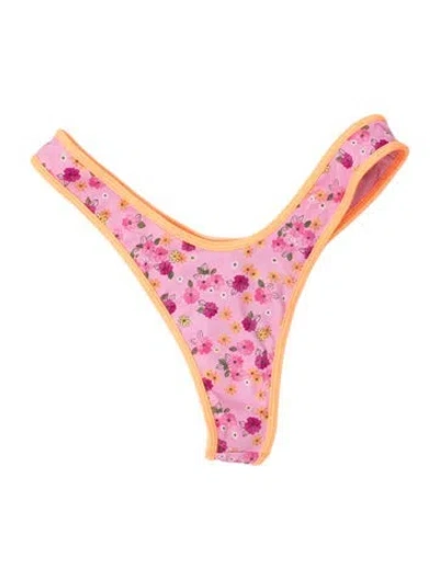 Pre-owned Frankies Bikinis Floral Print Bottoms W/ Tags In Pink