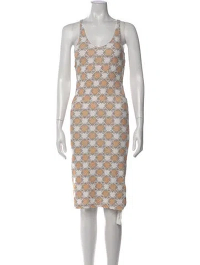 Pre-owned Frankies Bikinis Floral Print Knee-length Dress W/ Tags In Neutral