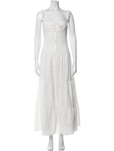 Pre-owned Frankies Bikinis Floral Print Long Dress In White