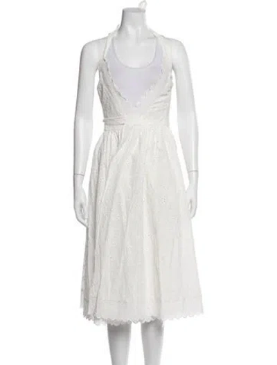 Pre-owned Frankies Bikinis Floral Print Midi Length Dress W/ Tags In White