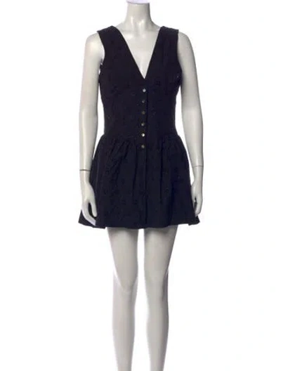 Pre-owned Frankies Bikinis Floral Print Mini Dress In Black